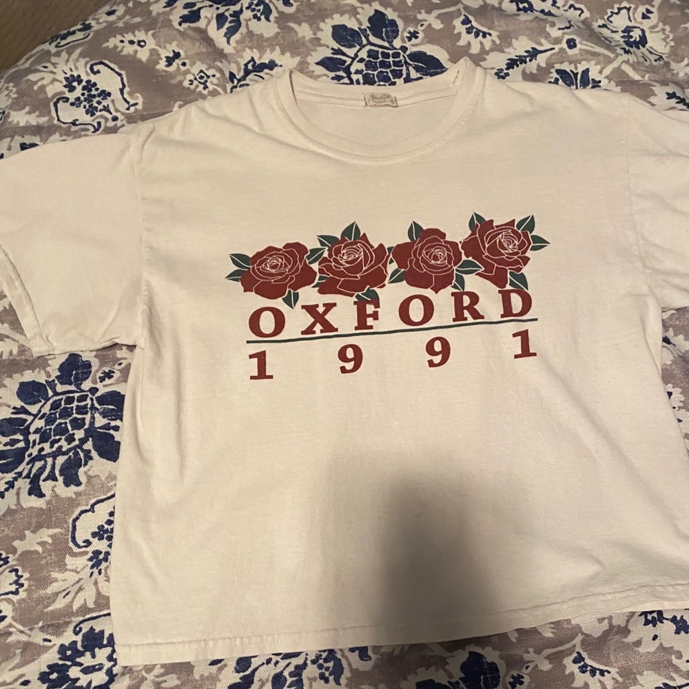 White cropped Oxford 1991 top